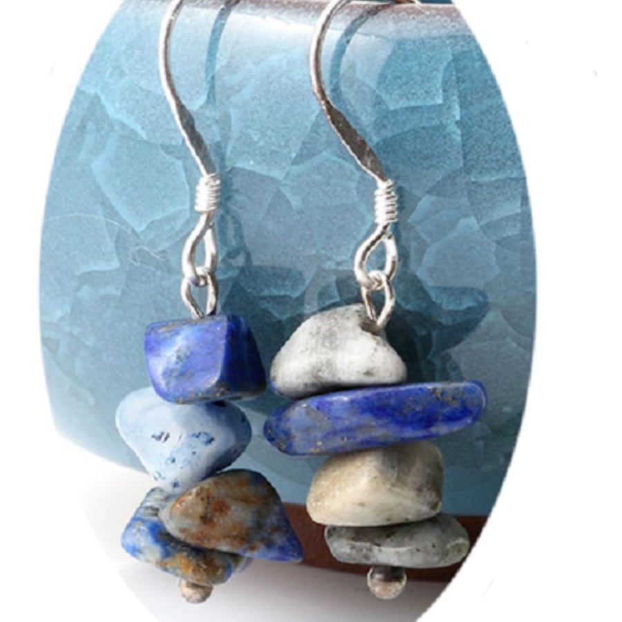 Lapis Lazuli Earrings Drop Dangly earrings OOAK