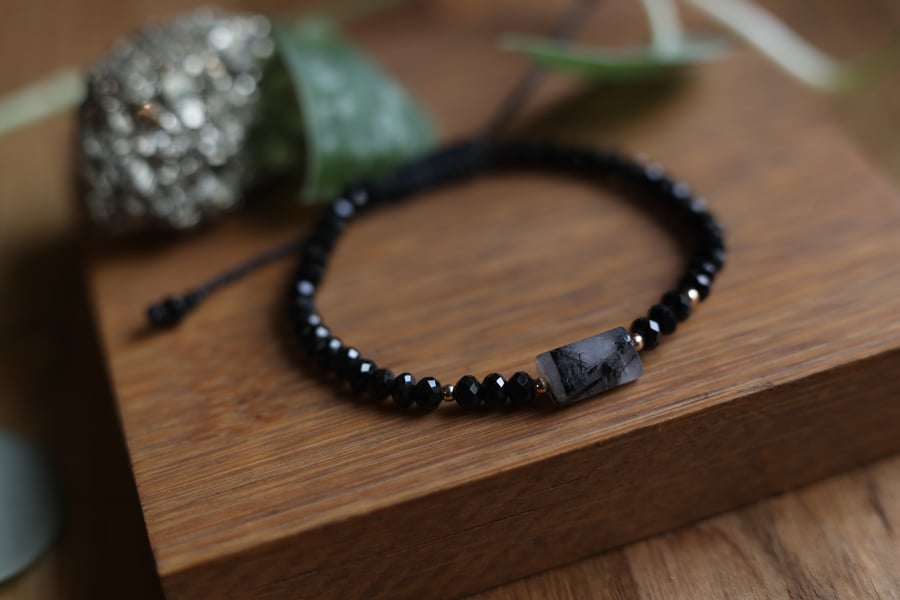 Black Tourmaline & Rutilated Quartz Bracelet