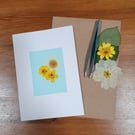 Real Pressed Flower Greeting Card - Buttercup, Daisy
