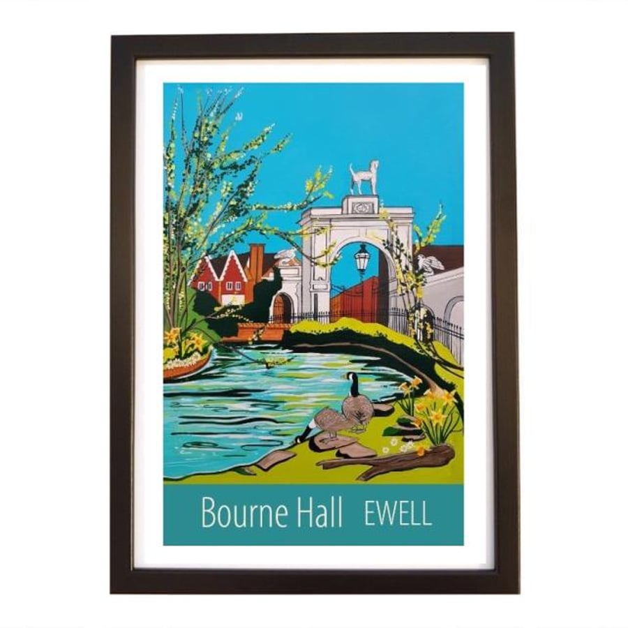 Ewell Bourne Hall travel poster print by Susie West