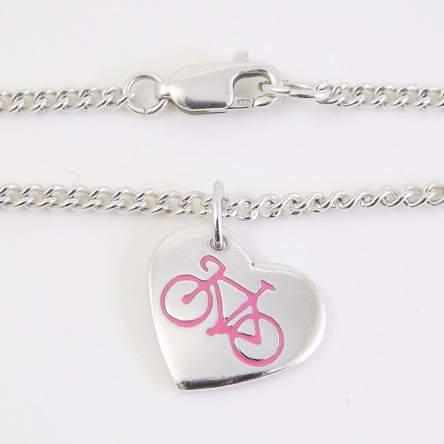 Bicycle Heart Anklet, Handmade Jewellery for Cyclist