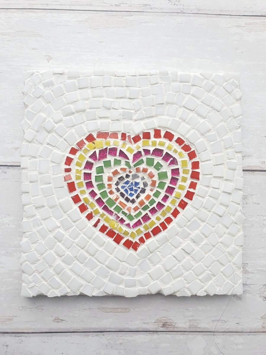Heart Mosaic, Mosaic Heart, Rainbow, Heart, Love Heart, Heart Art, Heart