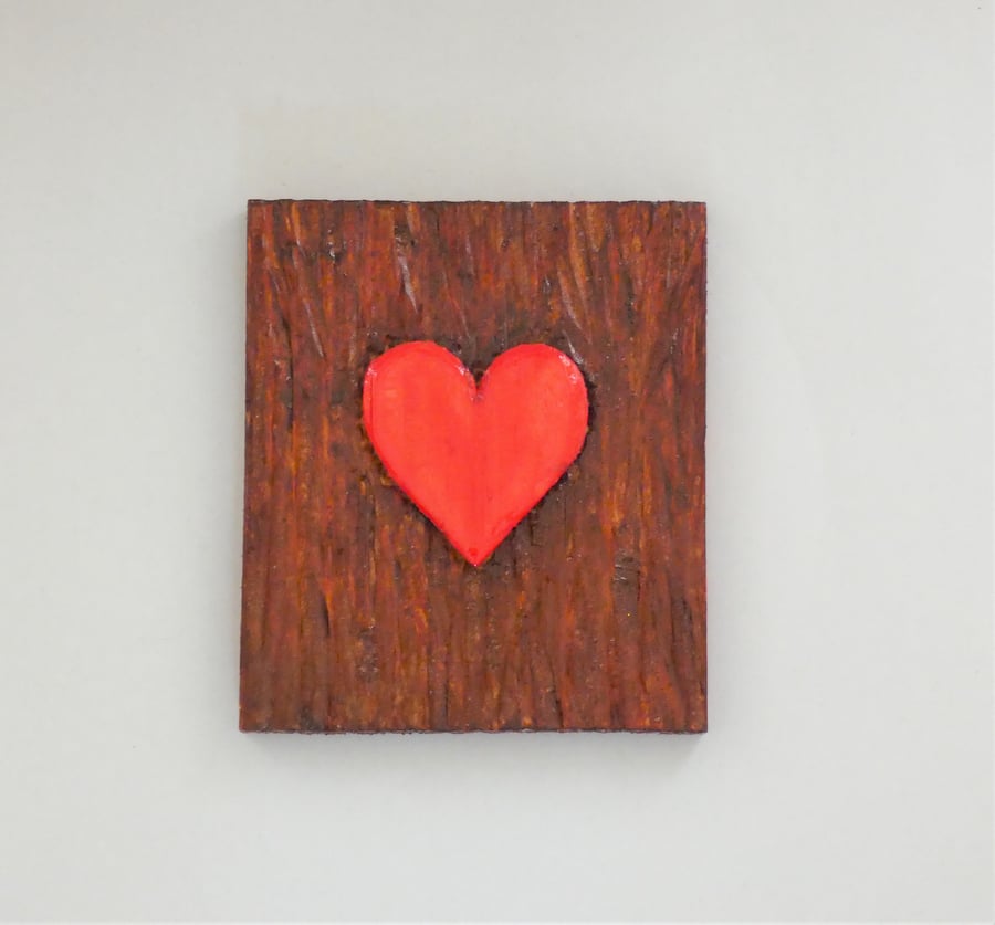 Handcarved Heart on a Tree Trunk Effect Fridge Magnet