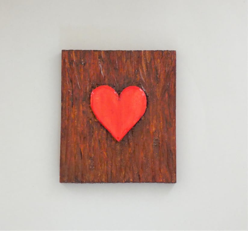 Handcarved Heart on a Tree Trunk Effect Fridge Magnet