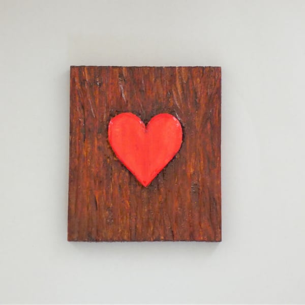 Handcarved Heart on a Tree Trunk Effect Fridge Magnet