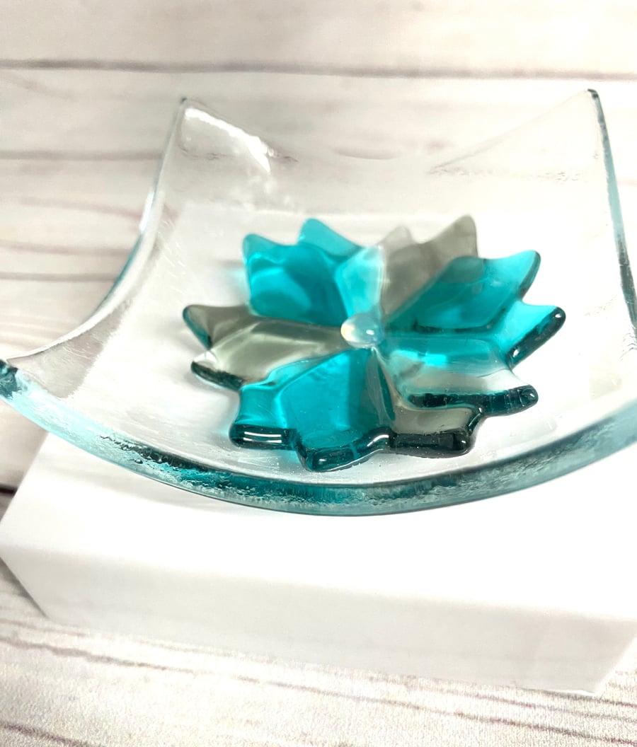 Pretty fused glass trinket dish 