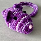 Handmade Hand Knitted Catnip Cat Kitten Mouse Toy Purple Stripes