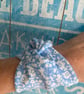 Blue fabric bracelet, wrist covering for work, floral tattoo wrist cover up - Image 5