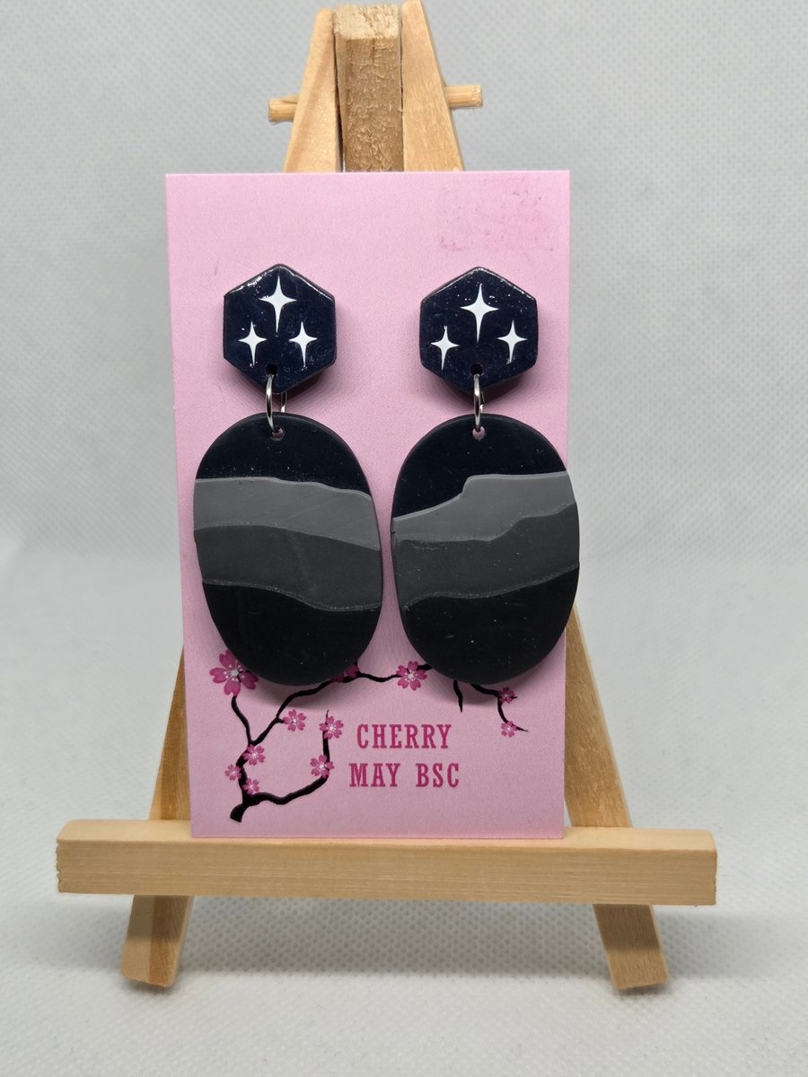Navy Starry Mountain dangle earrings