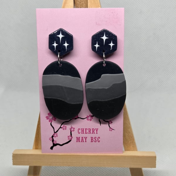 Navy Starry Mountain dangle earrings