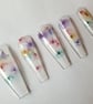 Clear flower decal press on nails - Image 1