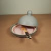 HAND MADE PINK AND GREY CERAMIC BUTTER DISH, MOTHER'S DAY GIFT