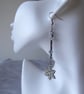 Pair of Long Dangly Enamelled Snowflake Earrings with Glass & Metal beads  