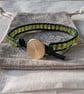 Peridot and green leather bracelet with button fastener, August birthstone 