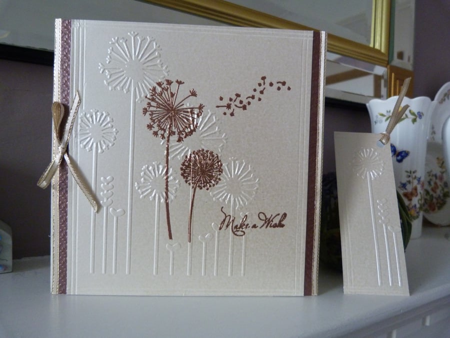 Dandelion Birthday Card with matching Gift Tag