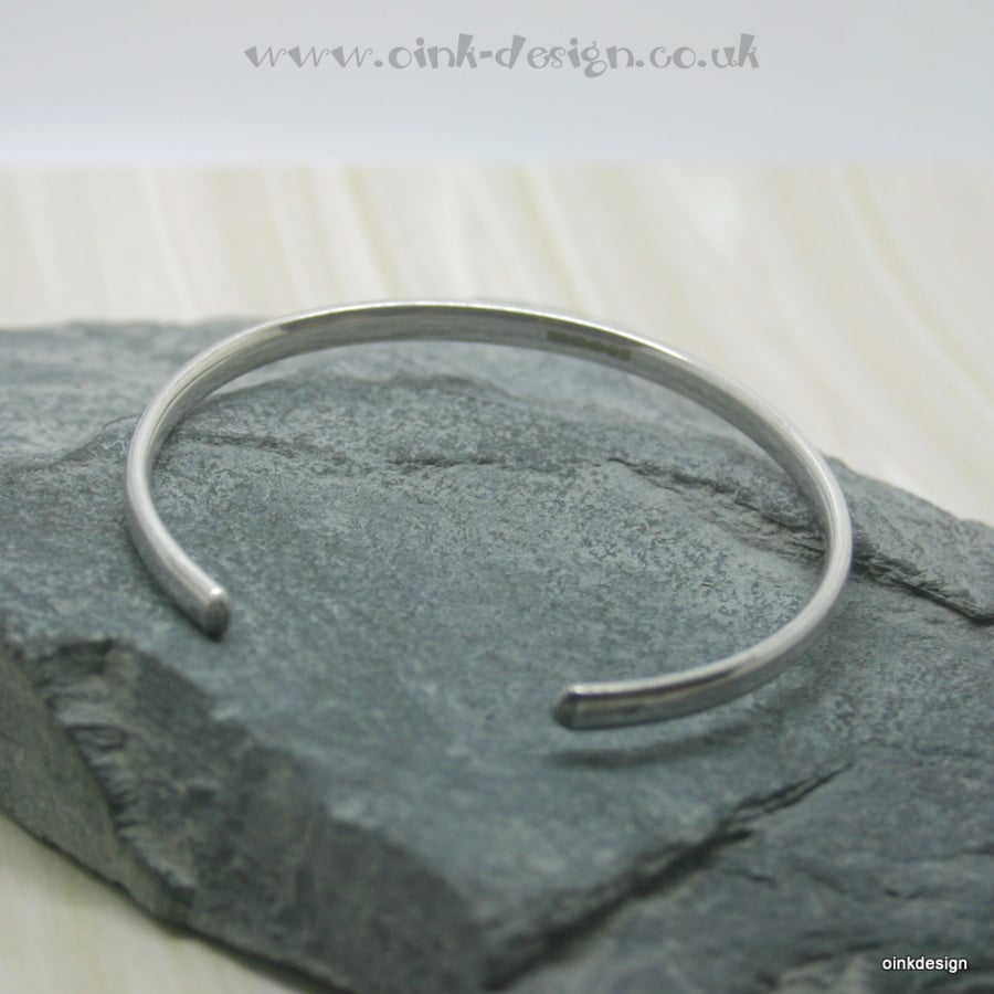 Small sterling silver open bangle