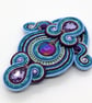 Large Soutache Brooch Blue Purple Statement Brooch Handmade UK - Image 5