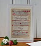 Hand-stitched card made with pretty fabrics and tiny applique heart - Image 1