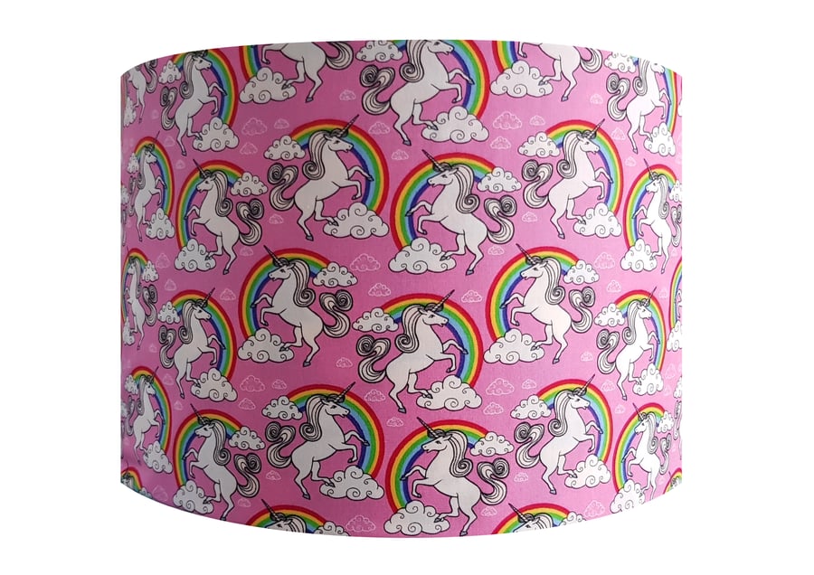 Pink Unicorn and Rainbow Lampshade - Light Shade Vintage Home House Mystical