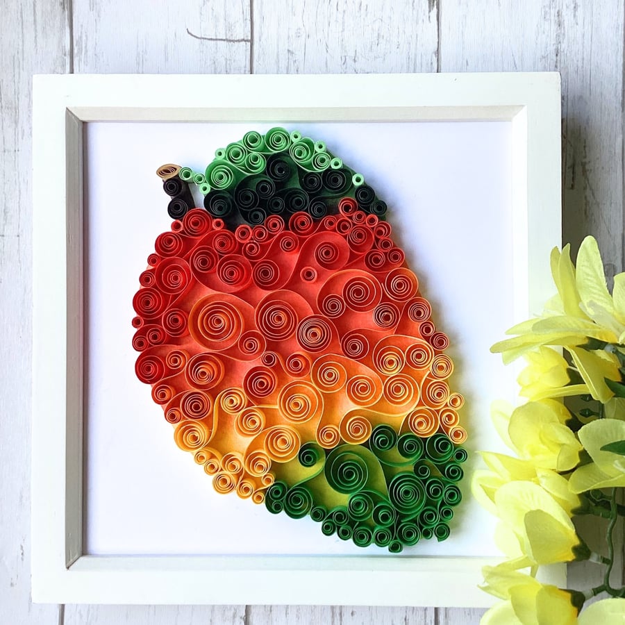 Mango Quilling Art, Quilled Paper Artwork, Fruit Framed Still Life