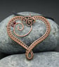 Customisable Copper Wire Weave Heart Birthstone Pendant - 7th Anniversary gift - Image 1