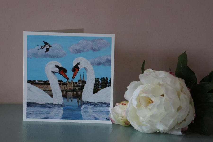 Swan Love Enniskillen Blank Greetings Card