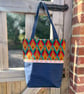 Reclaimed tapestry and denim tote bag