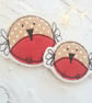 Christmas Robin brooch with glitter red breast. 