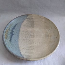 PASTA BOWL DISH  CERAMIC OATMEAL AND PALE BLUE MATT GLAZE 22 cms Diameter