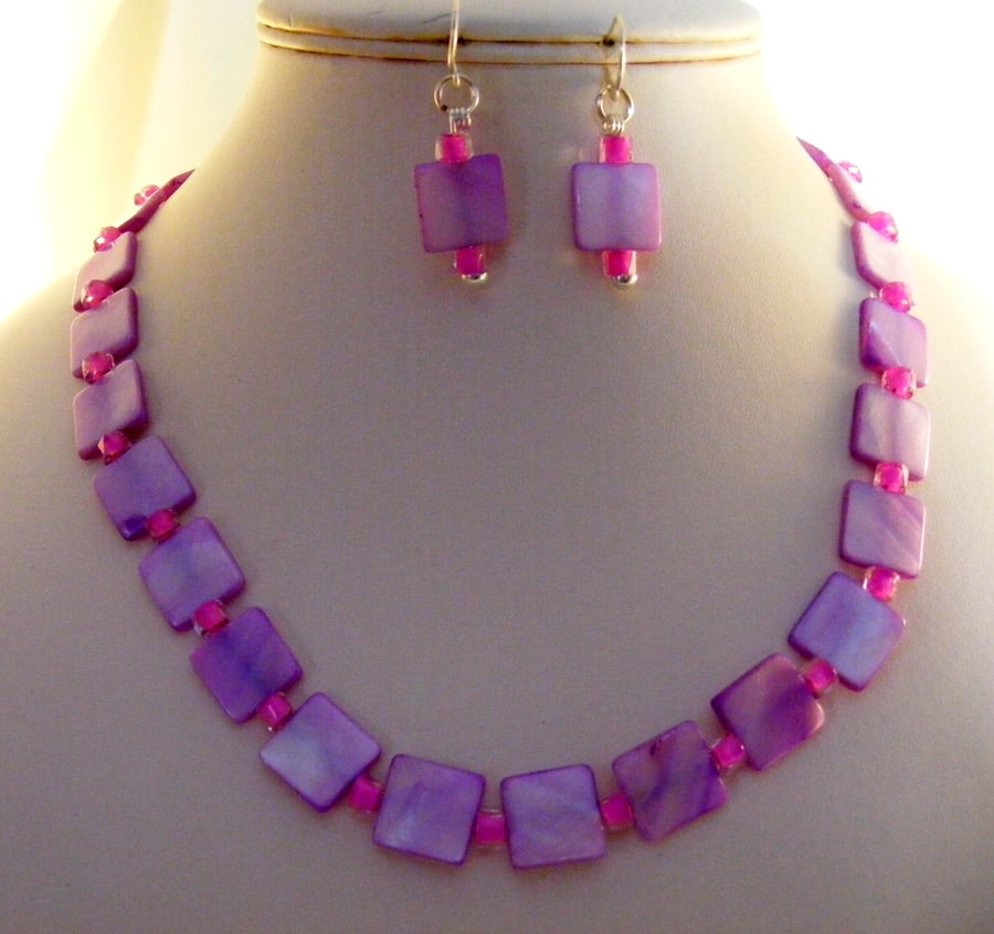 Lilac and Pink Jewellery Set