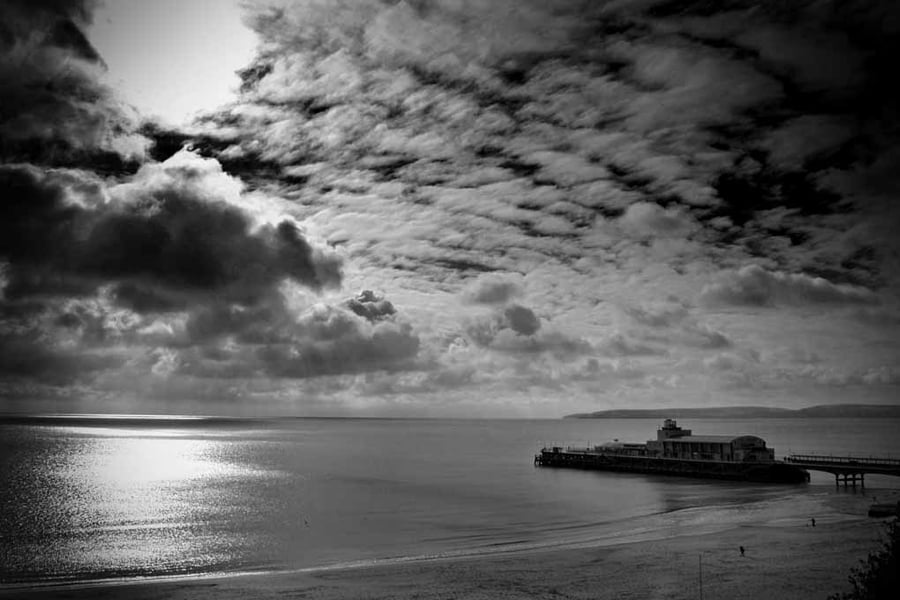 Bournemouth Pier And Beach Dorset England UK 18"X12" Print
