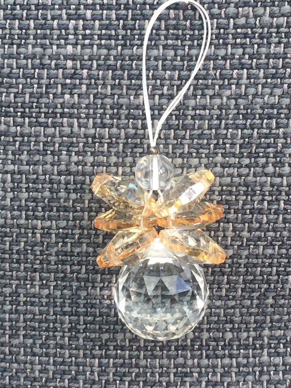 Handmade Crystal Suncatcher Angel Christmas Decoration Gift - Champagne