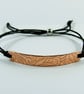 Patterned Copper Bracelet. Hidden Love You Message on Adjustable Waxed Cord  - Image 2