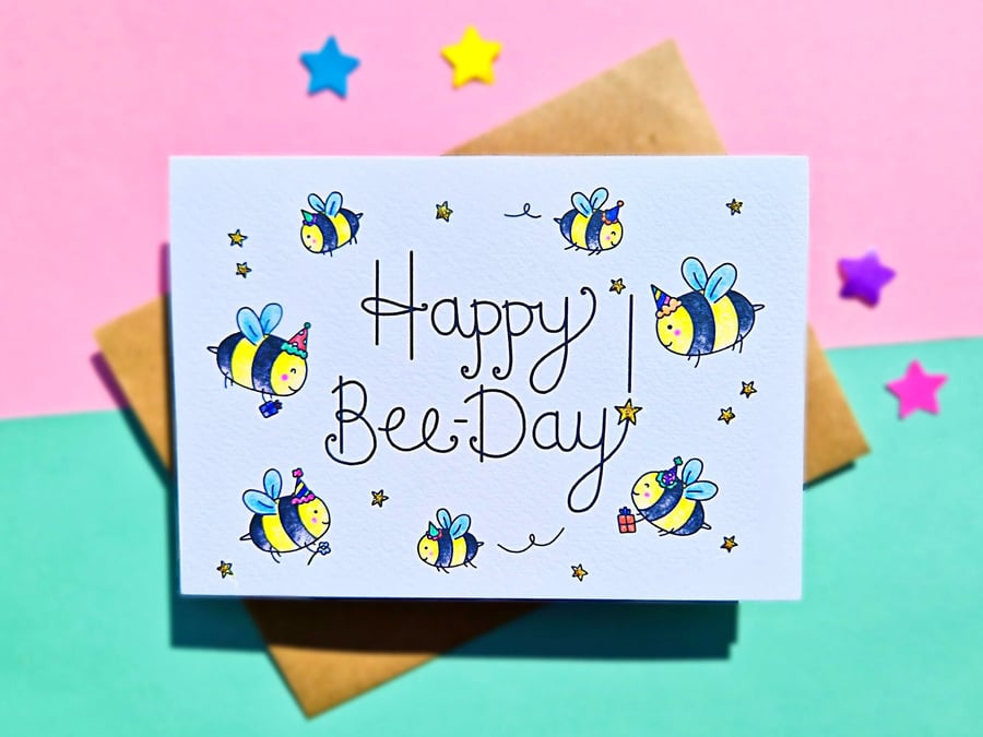 Birthday Bee Card, Happy Bee-Day! 