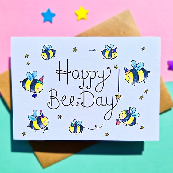 Birthday Bee Card, Happy Bee-Day! 