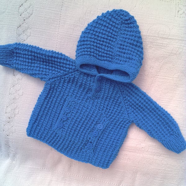 Knitted Hooded Jumper with Front Pocket, Baby's Jumper, Custom Make, Baby Gift