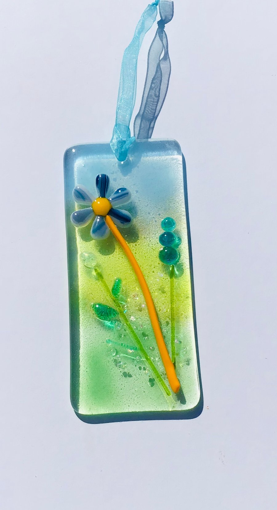 Beautiful fused glass flower hanging 