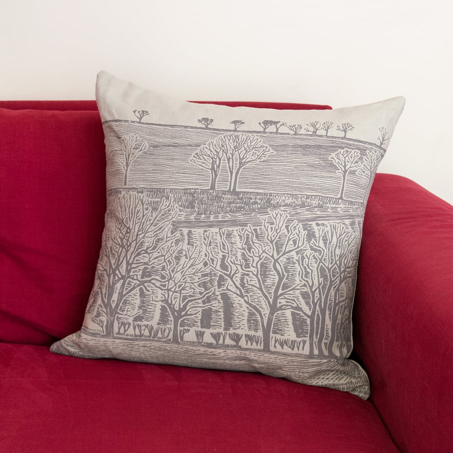 Cold Spell "Tree Line" linen cushion