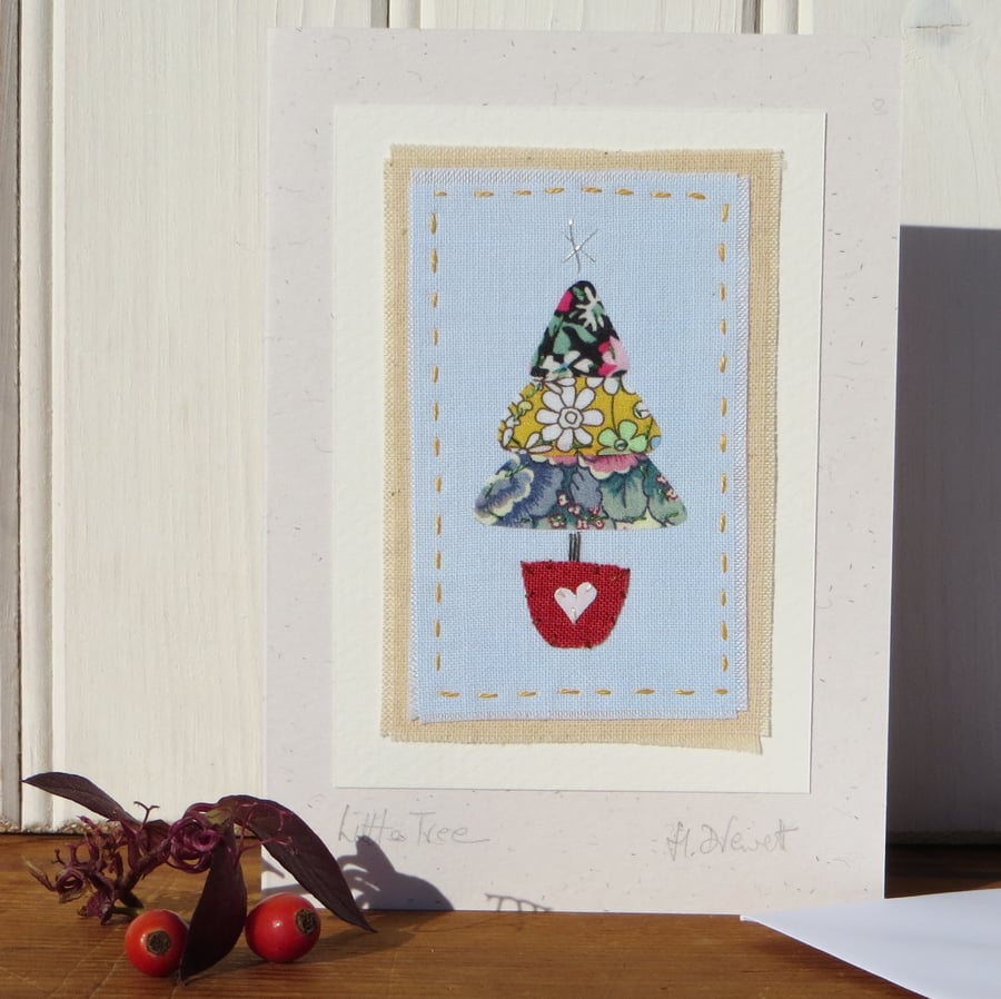 Little Tree, hand-stitched miniature textile with Liberty Tana Lawn fabrics