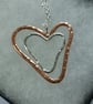Nested Hearts Pendant, mixed metals, copper and sterling silver - Image 3