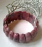Rhodochrosite. Gemstone CHUNKY Elasticated Bangle - Image 3