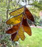 Stained Glass Oak Leaf Suncatcher - Handmade Hanging Window Decoration 
