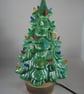Ceramic Green Glittery Xmas Christmas Tree Table Lamp Light Ornament Decoration. - Image 1