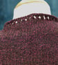Natural black Shetland wool & cerise cotton lace edged scarf shawl - design S122 - Image 7