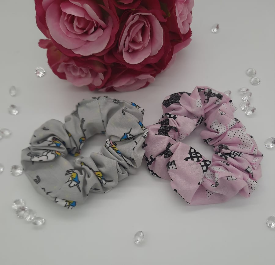 Unicorn and scottie dog scrunchie pair. Free uk delivery. 