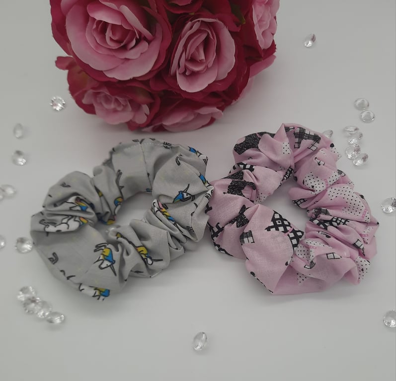 Unicorn and scottie dog scrunchie pair. Free uk delivery. 