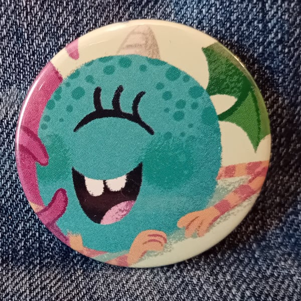 Picture Book  Badge - Smiling Monster