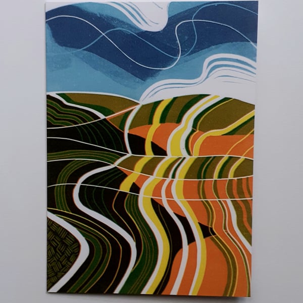 `Windy`, a blank landscape design greetings card.