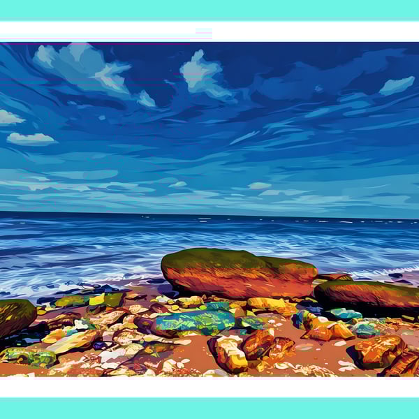 Old Hunstanton Beach Norfolk Rocks Greeting Card A5