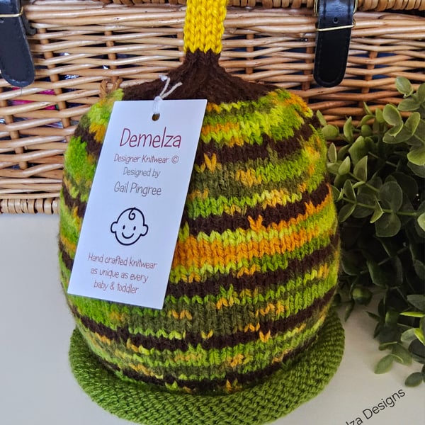 Designer Hand Knitted Toddler's Beanie Hat 1-2 Years Size